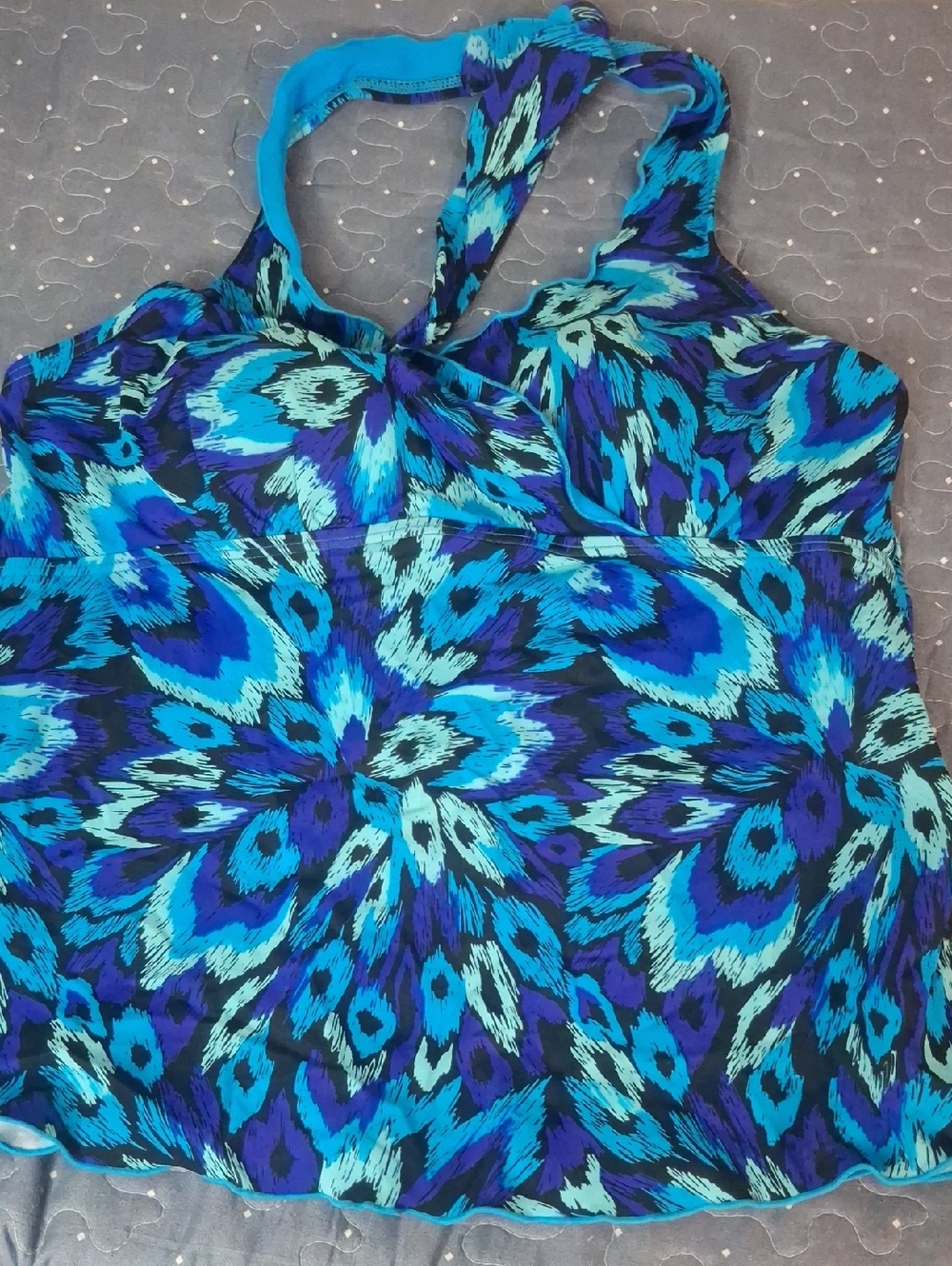 Contour by Beach Scene Patterned Swim Tankini Top sie 12